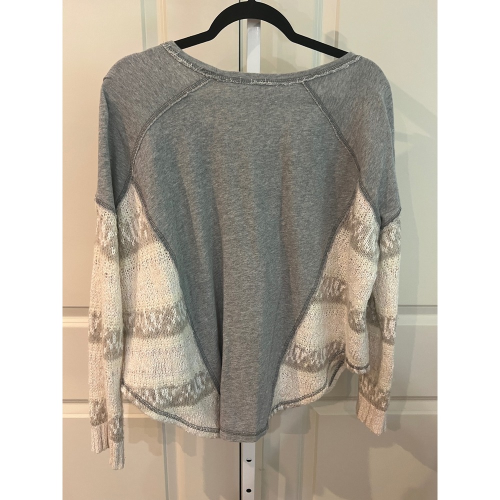 Free People Beautiful Sinner Sweatshirt Sweater Gray Ivory Alpaca Blend Small - Picture 3 of 7